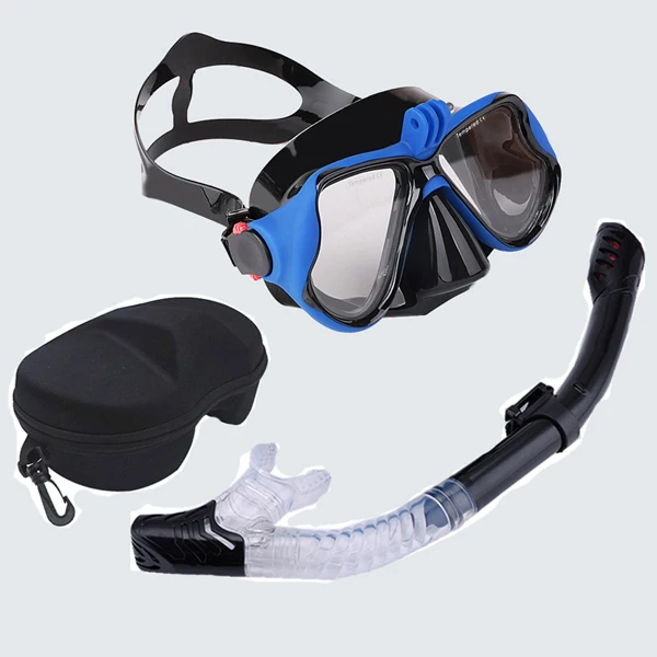 Blue Set 3 в 1 Набор Маска для дайвинга трубка для подводного плавания водонепроницаемые очки для плавания с очками чехол для камеры GoPro Xiaomi - Цвет: Blue Set