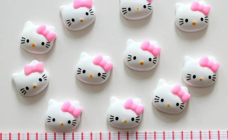 Набор 100 шт. рисунок «Hello Kitty» каваи кабошоны для поделок сотовый телефон Декор, аксессуары для волос Розовый 2 см