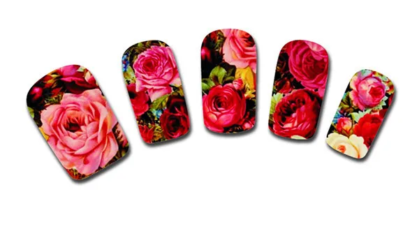 Water Transfer Nail Art Stickers Decal Sexy Red Rose Flowers Garden Design DIY French Manicure Foils Stamping Tools | Красота и