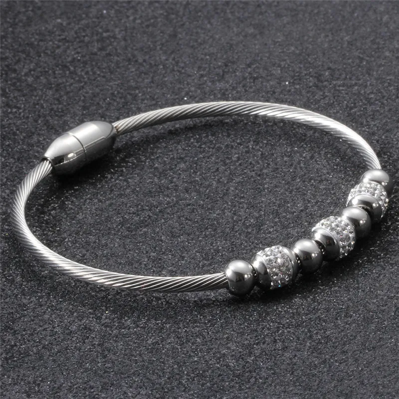 Modyle 2021 New Fashion Women Accessories Silver Color Gold Stainless Steel CZ Stone Bead Charm Bracelets for | Украшения и
