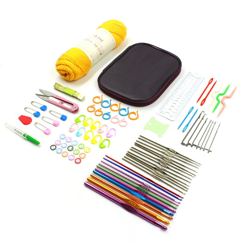 Набор вязаных крючком QJH 84 шт./компл. с пряжей вязальные иглы швейные инструменты