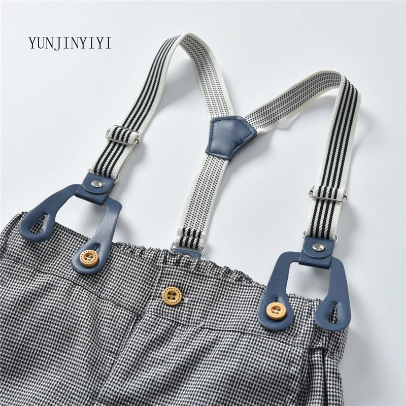 Контрастная рубашка с длинными рукавами для мальчиков комбинезон комплект