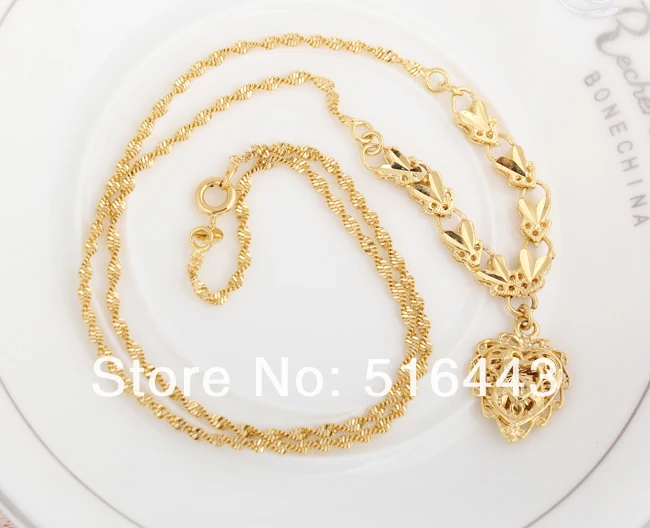 Top 18K Gold Vintage Jewelry Fashion Womens Costume Heart Necklace for Engagement Wedding A977 |