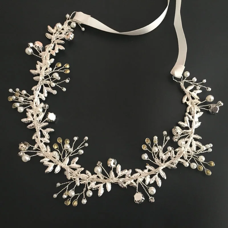 SLBRIDAL, розовое золото, кристаллы, стразы, жемчуг, свадебные аксессуары для волос, ободок для волос, свадебная повязка, украшение для подружек невесты, для женщин