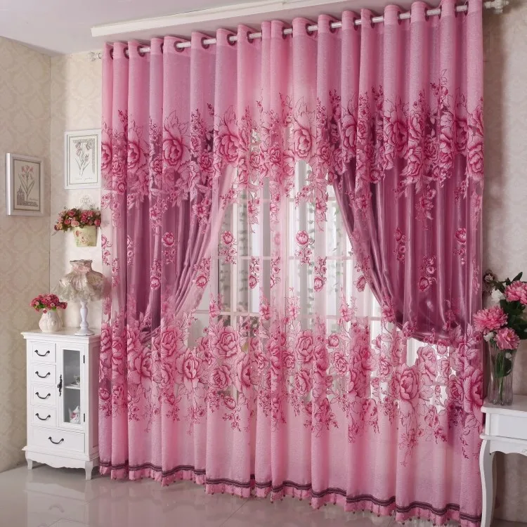 Готовые Жаккардовые Занавески с принтом пионы бусинами Золотая вуаль цвет