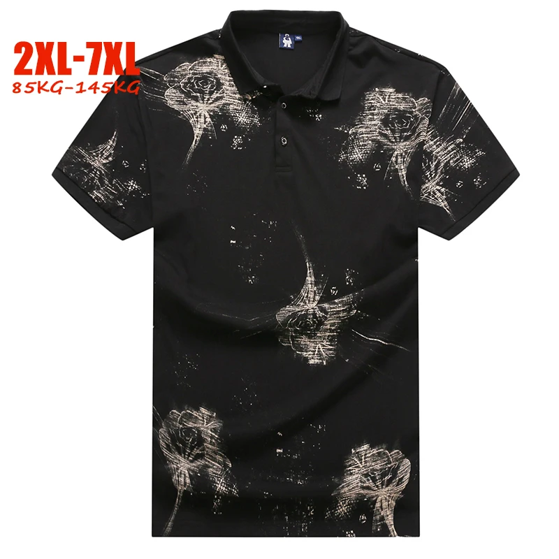 Лето Плюс Размер Мужская рубашка поло 4XL 5XL 6XL 7XL хлопок с принтом, большой размер Мужская рубашка с коротким рукавом высокого качества мужские Поло