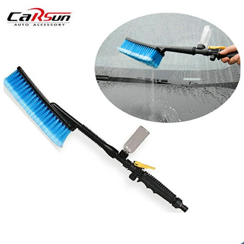 

1pc Blue Car Wash Brush Auto Exterior Retractable Long Handle Water Flow Switch Foam Bottle Car Cleaning Brush Free Shipping