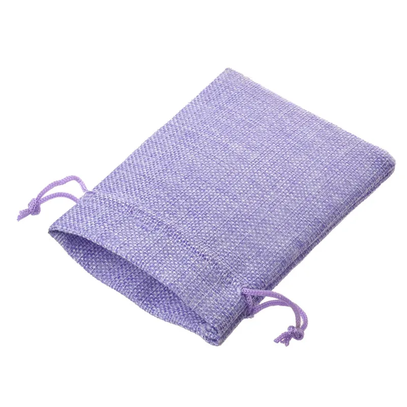 50 шт./лот фиолетовый мешковины drawstring джут ювелирные изделия упаковки Дисплей