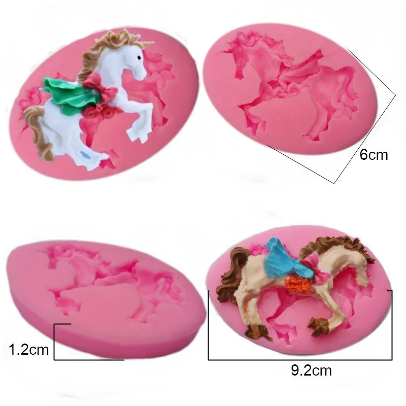 Симпатичная 3D силиконовая форма для торта в форме лошади карусели выпечки сделай