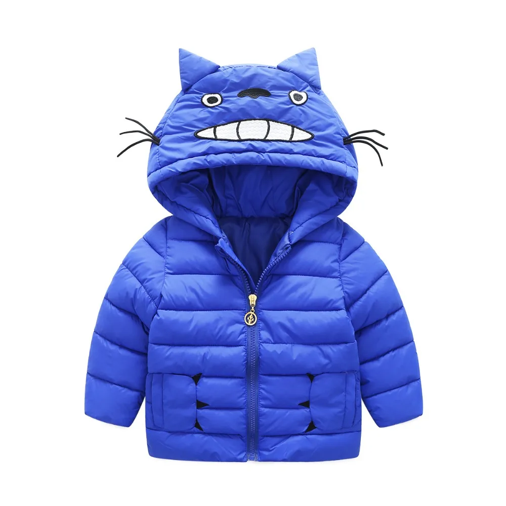 2017 New Brand Korean Cute Cat Cotton-padded Clothes Baby Girls/Boys Hooded Zipper Cartoon Down/Parkas Kids Jacket/Outerwear Top |
