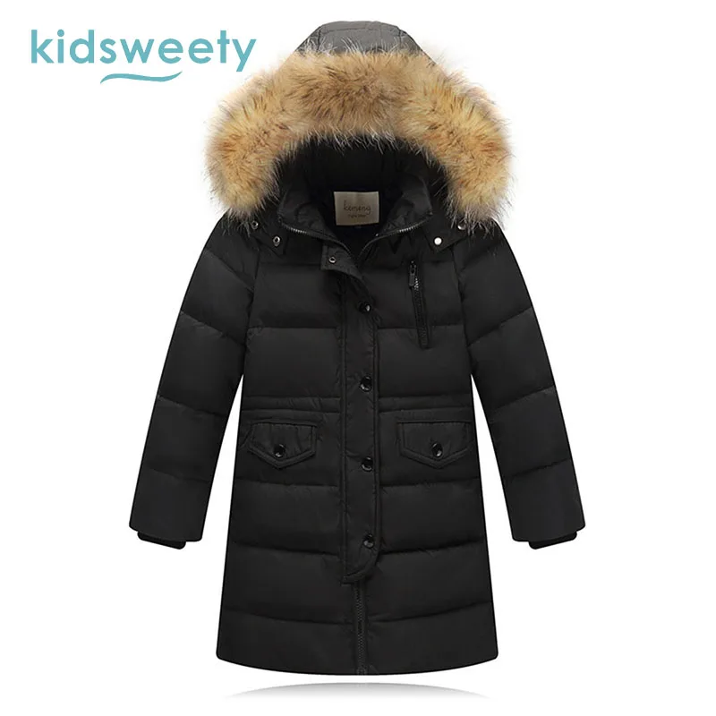 Kidsweety дети Пуховое пальто Обувь для мальчиков девочек прямые WDD толстые тепло