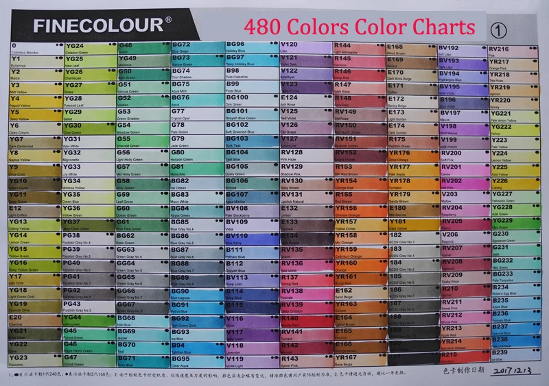 Finecolour EF102 кисти художественные маркеры тонкие и кончик кисти 480 цветов Профессиональные манга премьер двухсторонние маркеры для рисования
