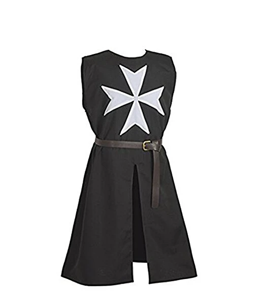 Adult Halloween Medieval Costume Robe Knights Templar Cloak Hospitaller Tunic Cape with Maltese Cross Full Sets |