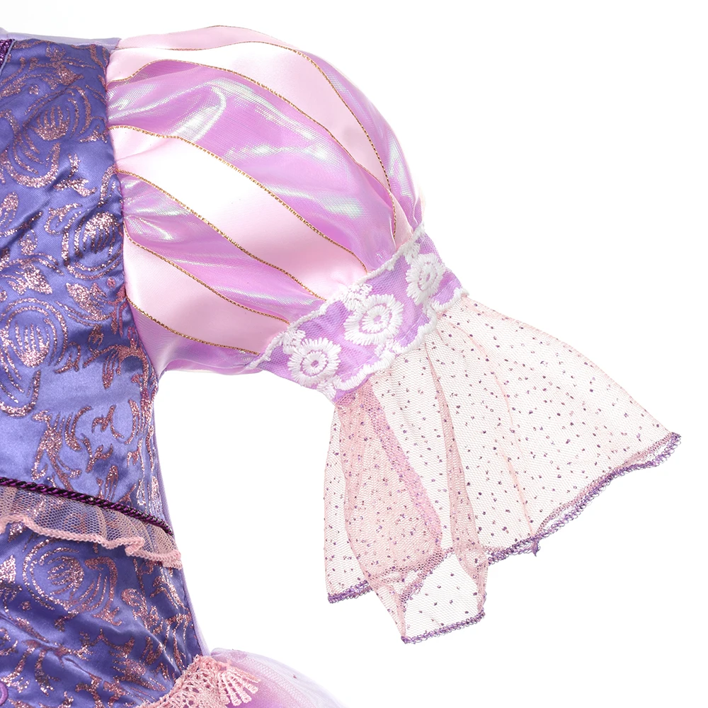 Little Girls Rapunzl Dress Children Fantasy Cosplay Costume with Ribbons Kids Halloween Party Clothes Princess Purple | Детская одежда