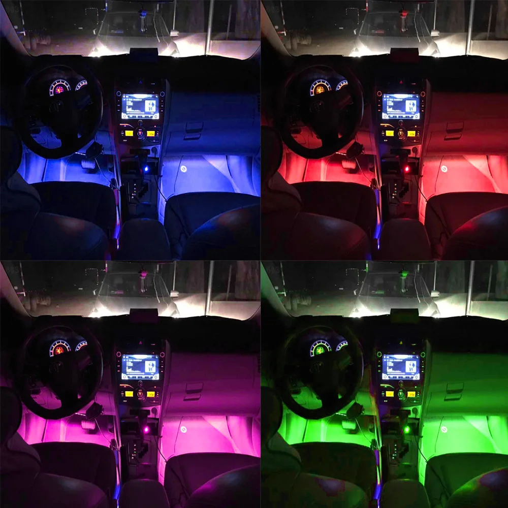 4 шт. салона светодиодный атмосферу свет дистанционное управление музыкой RGB неон