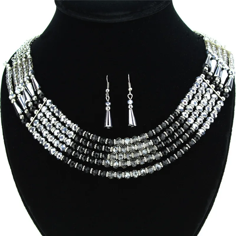 2015 мода Jewerly 1 компл. ожерелье и серьги женщина имитация макси старинные стекло