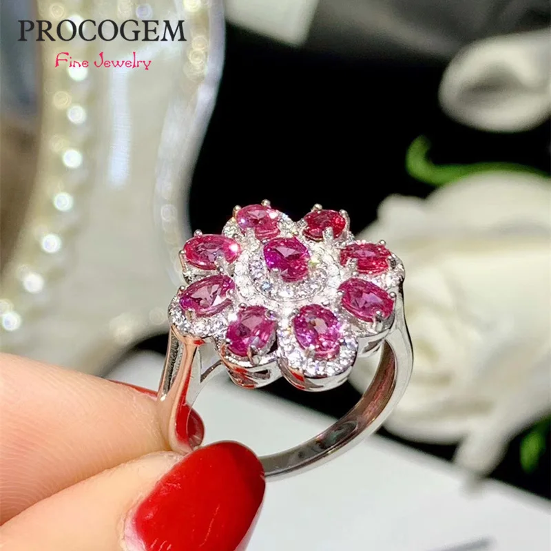 Romantic Fancy Natural Sapphire Rings for Women Wedding 3x4mm Genuine gemstones White Gold color Fine jewelry S925 Silver #442 | Украшения