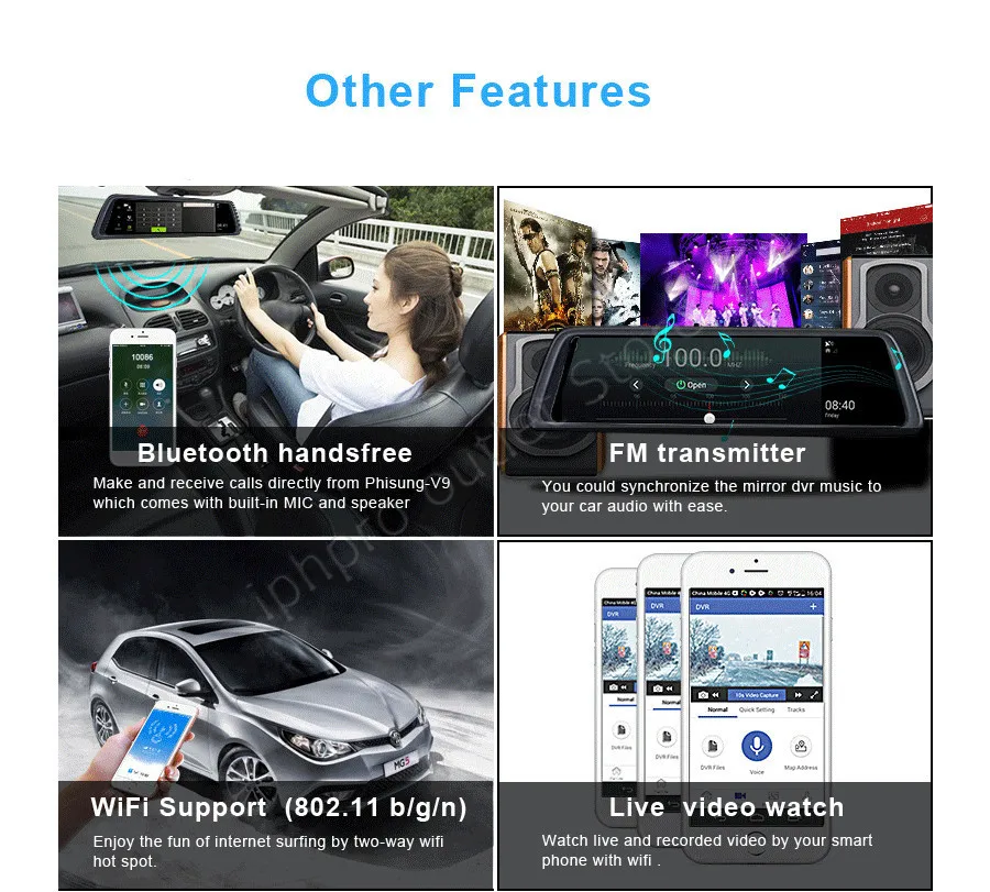V9 1" Full Touch ips 4G Android зеркало gps FHD 1080P двойной объектив Автомобильный видеорегистратор Автомобильное зеркало заднего вида камера ADAS BT wifi