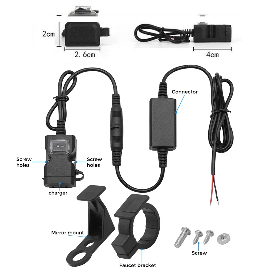 Мотоцикл двойной USB порт 12 В водонепроницаемый мотоцикл зарядное устройство на