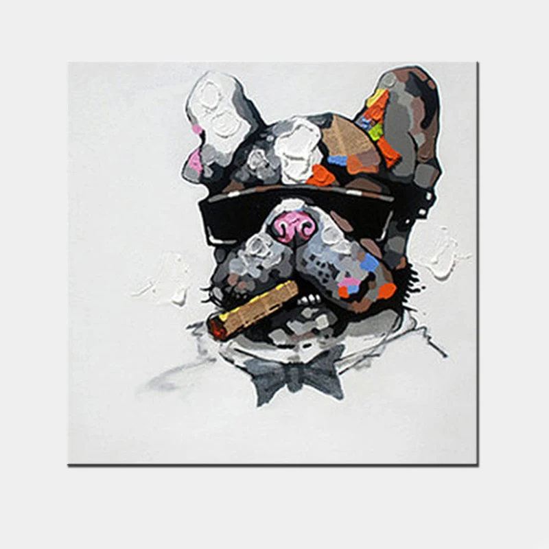 Современная животная картина маслом крутая курительная собака Чистая ручная