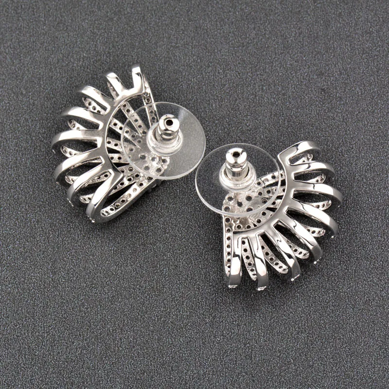 SINLEERY шикарные Твердые пустотелые серьги гвоздики для женщин блестящие Кристальные серьги на заказ ювелирные изделия ES360 SSG