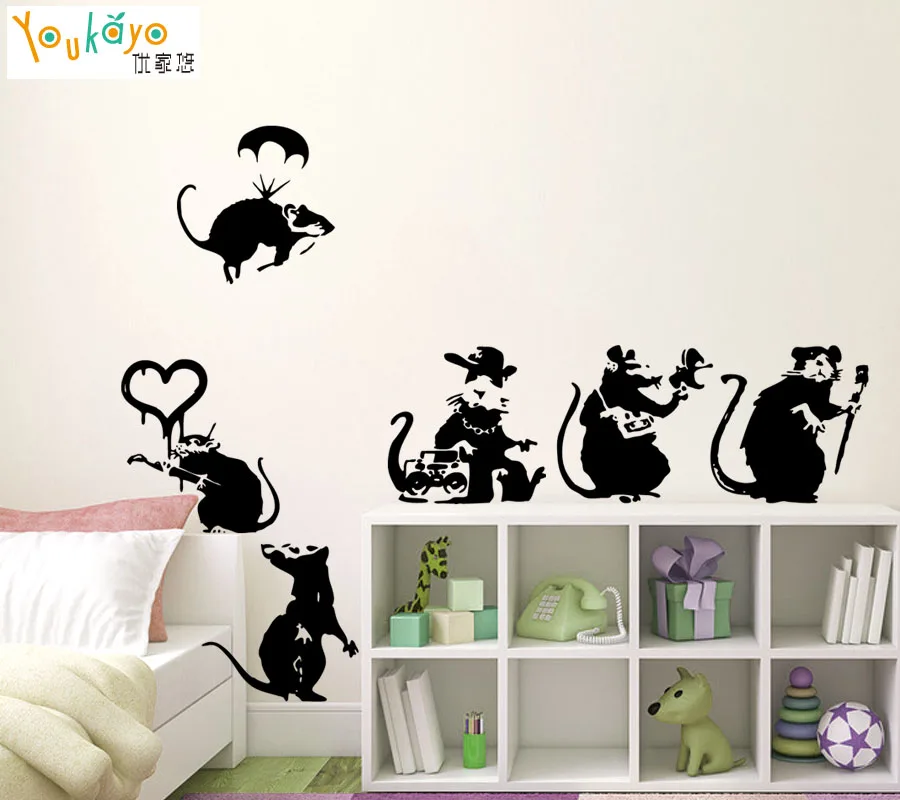 Banksyy коллекция крыс версия 2 набор из 6 наклейки на стену Наклейка|wall sticker|sticker