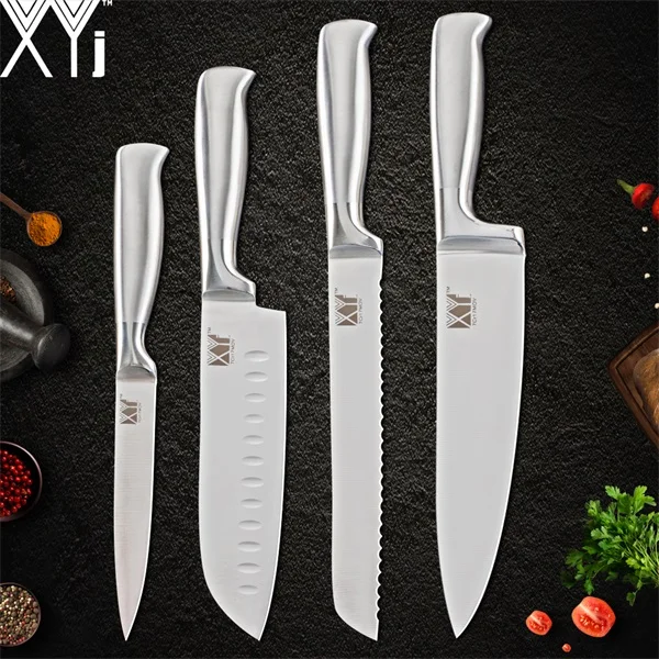 C 4 Pcs Set XYj набор ножей из нержавеющей стали, кухонные ножи, светильник, инструмент для очистки овощей, Santoku, шеф-повара, нарезки хлеба, кухонные принадлежности, инструменты - Цвет: C 4 Pcs Set