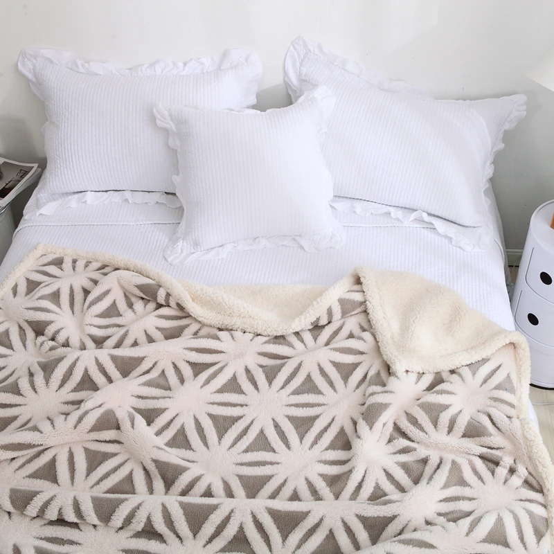 Жаккардовое трикотажное одеяло супер мягкое и теплое шерстяное 150x200 см|soft fleece