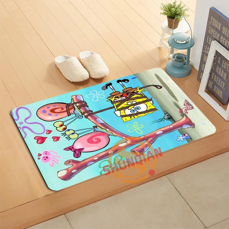 Пользовательские Губка Боб Коврик для ванной коврики для ног Pad Home Decor Ванная комната коврики дверной коврик A320#24 - Цвет: Светло-желтый