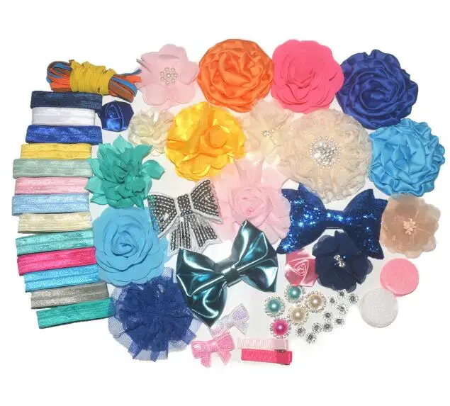 DIY Baby Kids Headband Making Kit Blue Pink Red Flower Headwear Vintage Floral Hairbands Party Gift Accessories |