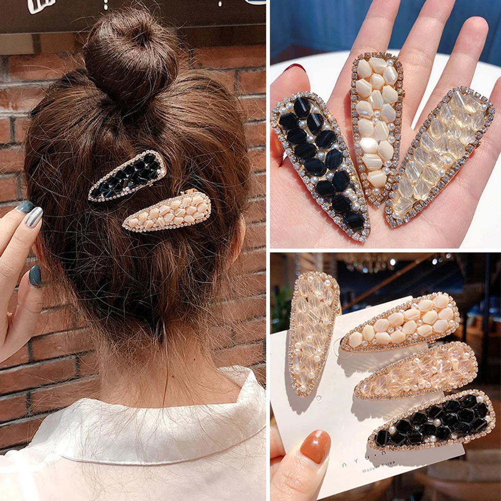 Женские крупные геометрические заколки для волос корейские с камнями