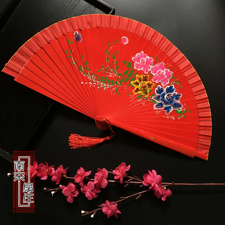 Двухстороннее испанское дерево складной веер Свадебный ручной работы