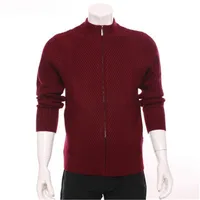 100%goat cashmere dark striped knit men fashion smart casual zipper cardigan sweater add thick red 2color S-2XL