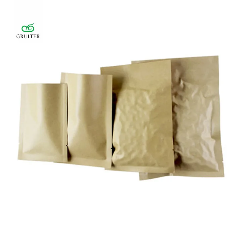 

Logo Printing Various Sizes Open Top Pouches 100/Pack Heavy-Duty 5.5MIL Kraft Foil Flat Storage Food Bags W/Tear Notch Thick