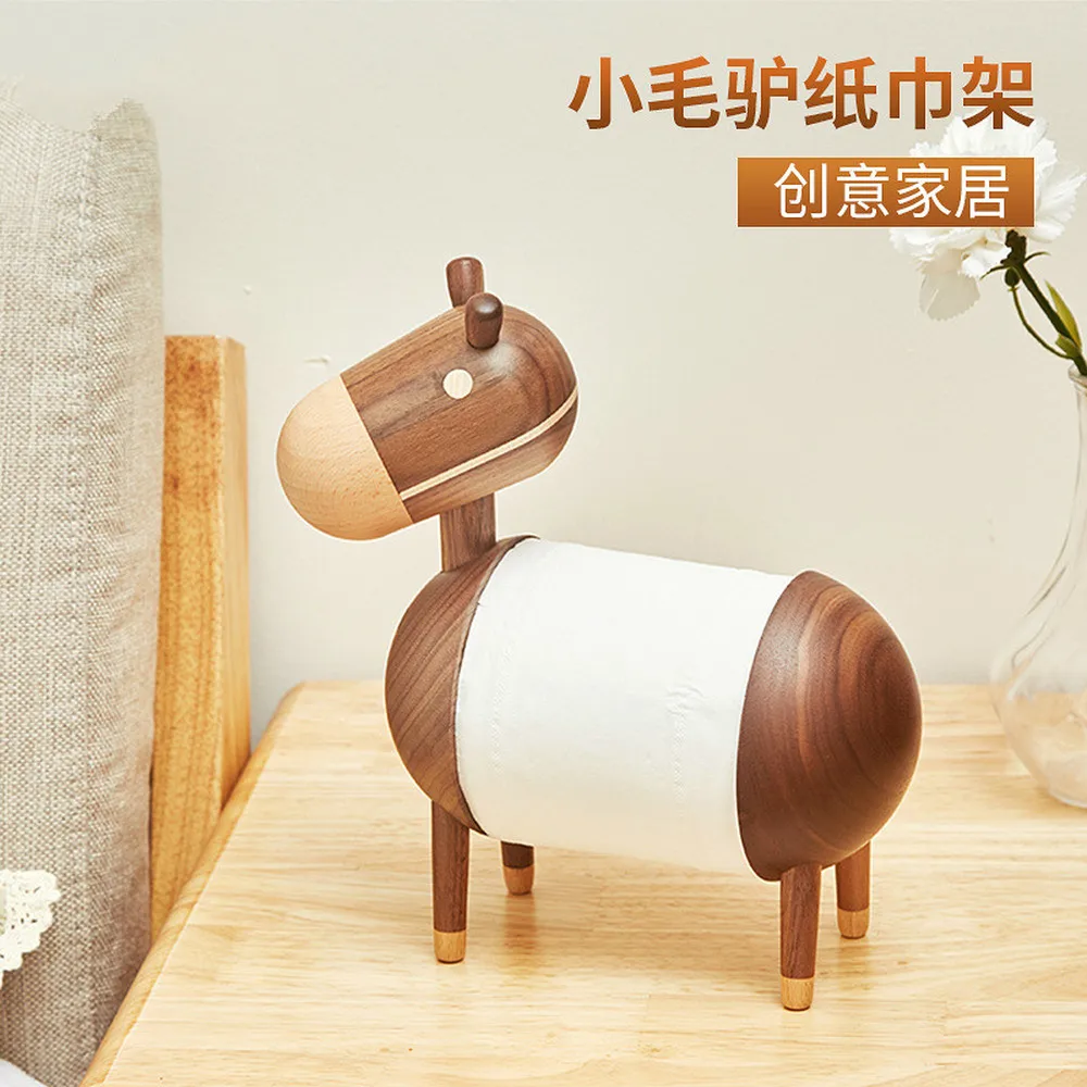 Cartoon Donkey Creative wooden paper towel rack solid wood toilet roll crafts decorative Decoration LM522948 | Обустройство дома