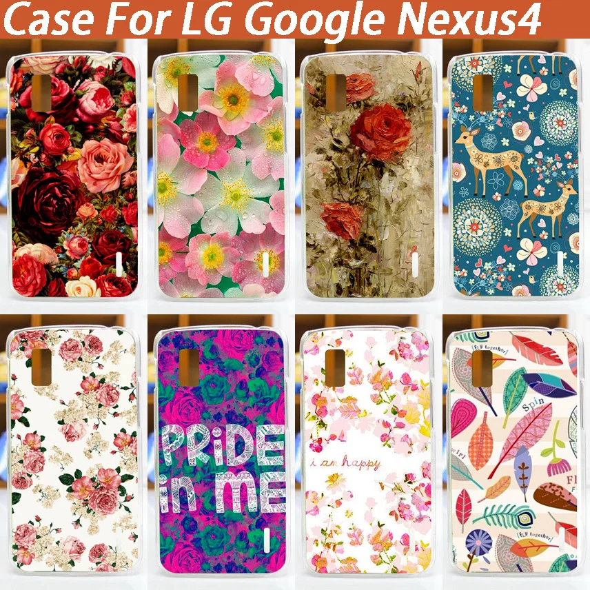 Горячий продавать 11 узорами красивыми цветами Живопись чехол для LG Google Nexus4