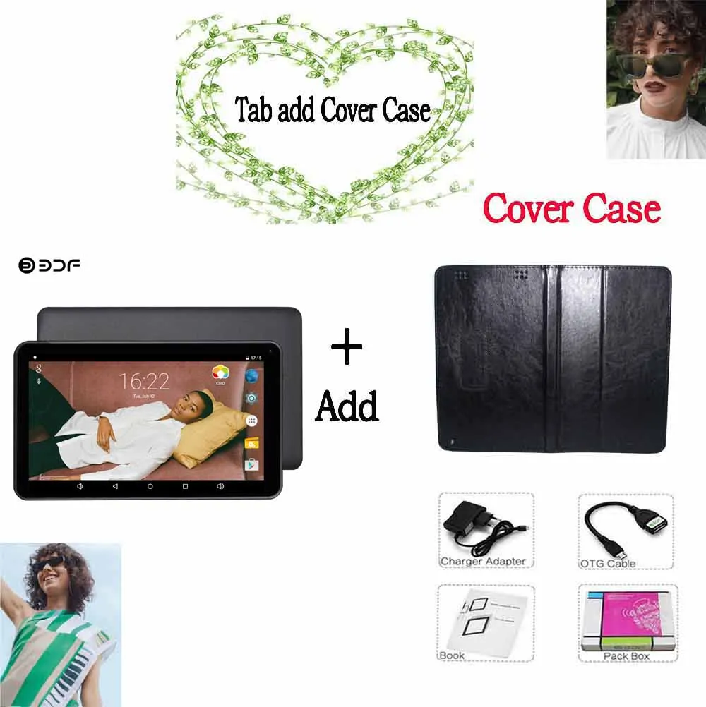 Tab Add Leather case BDF планшет 9 дюймов планшетный ПК четырехъядерный Android 5,1 RK3126 мини планшет дети 1 Гб+ 8 Гб WiFi планшеты 7 8 9 10 Play Store Tab - Комплект: Tab Add Leather case