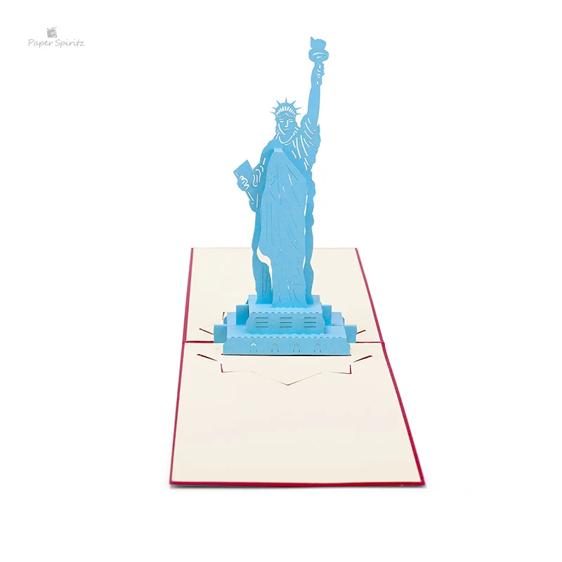 Бумажные открытки спирица с статуей свободы 3D лазерная вырезка бумаги любовь