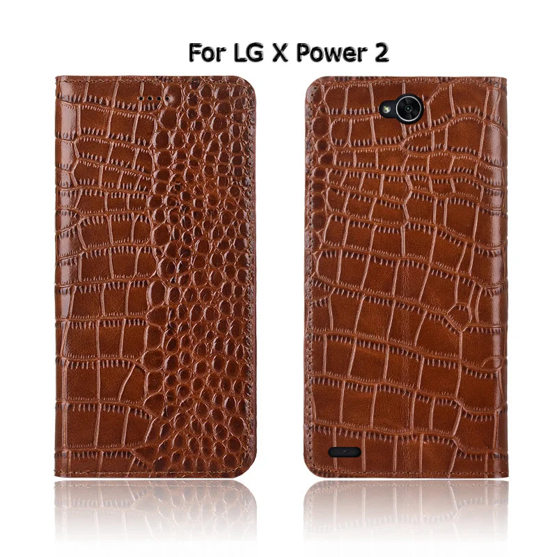 Чехол для телефона с текстурой крокодила, чехол для LG X power/power 2 3 power 2 power 3, Натуральная Воловья кожа, флип-чехол для телефона с подставкой, сумка