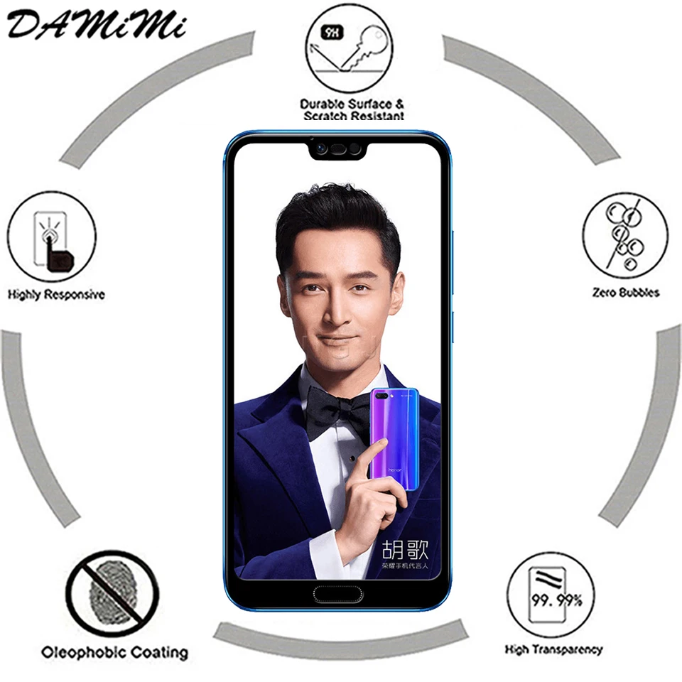 Закаленное Стекло для huawei Honor 10 закаленное Полный-чехол prime Защита экрана Honor10