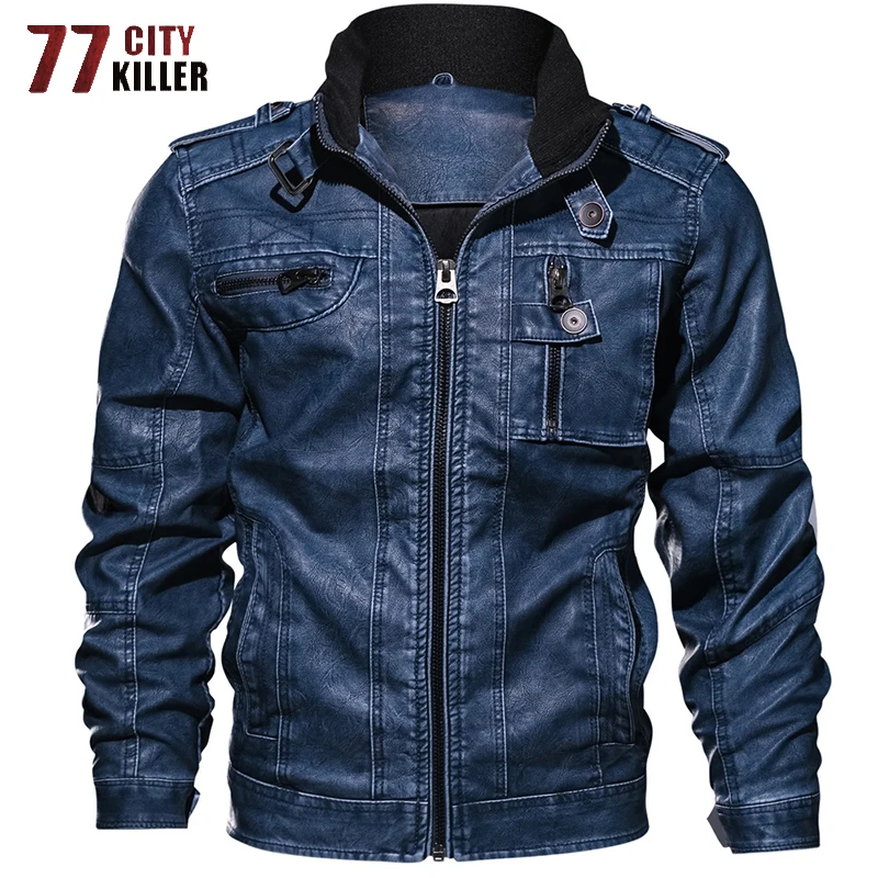 Мужская кожаная куртка 77City Killer размера плюс 6XL 7XL осенне-зимние облегающие