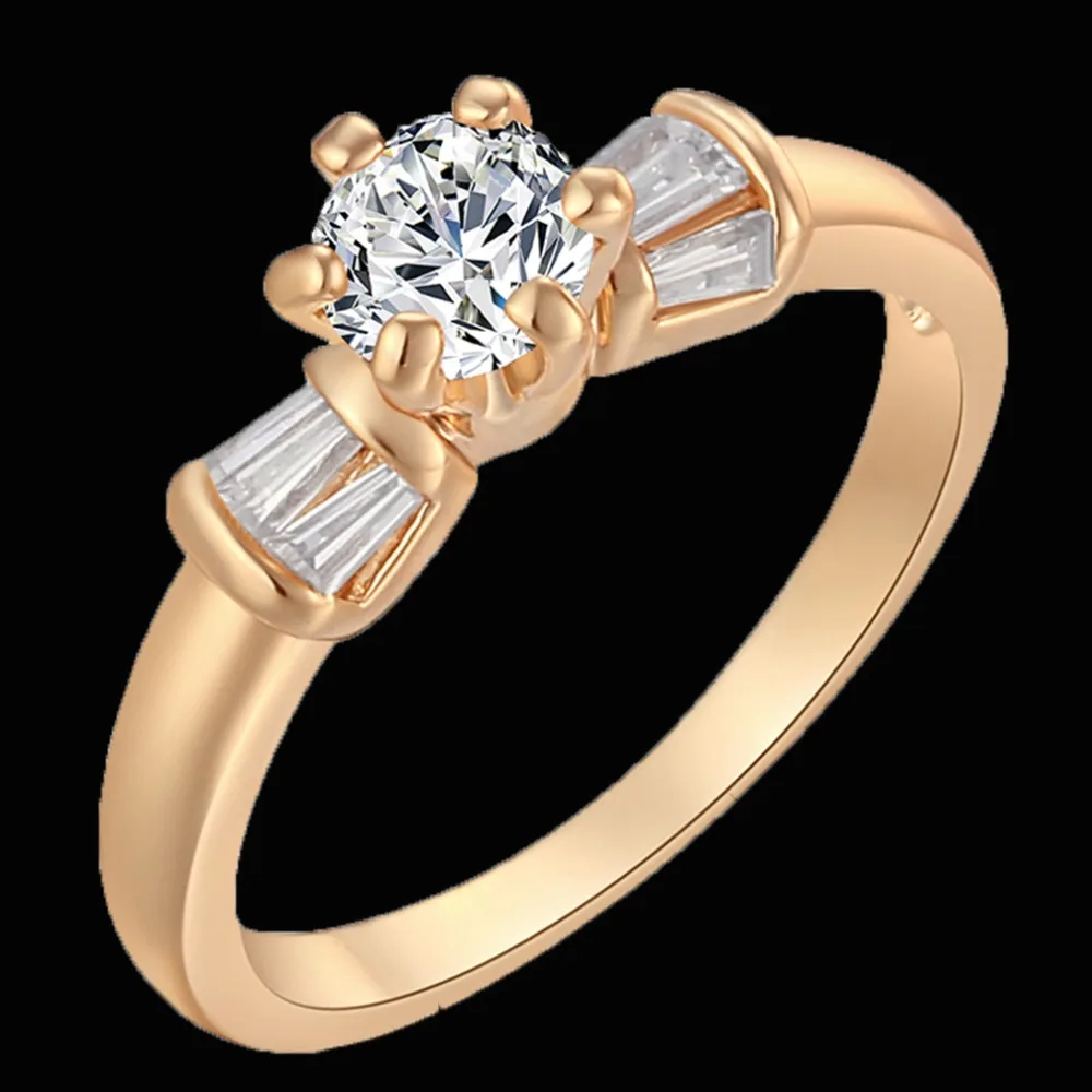 Модный простой дизайн 6 зубцов сверкающий солитер AAA кубический цирконий