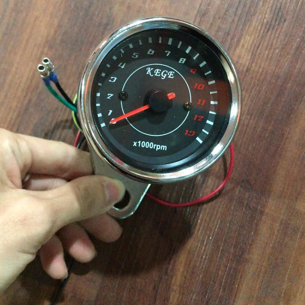 12V Универсальный Мотоцикл Тахометр измерительный инструмент со светодиодной