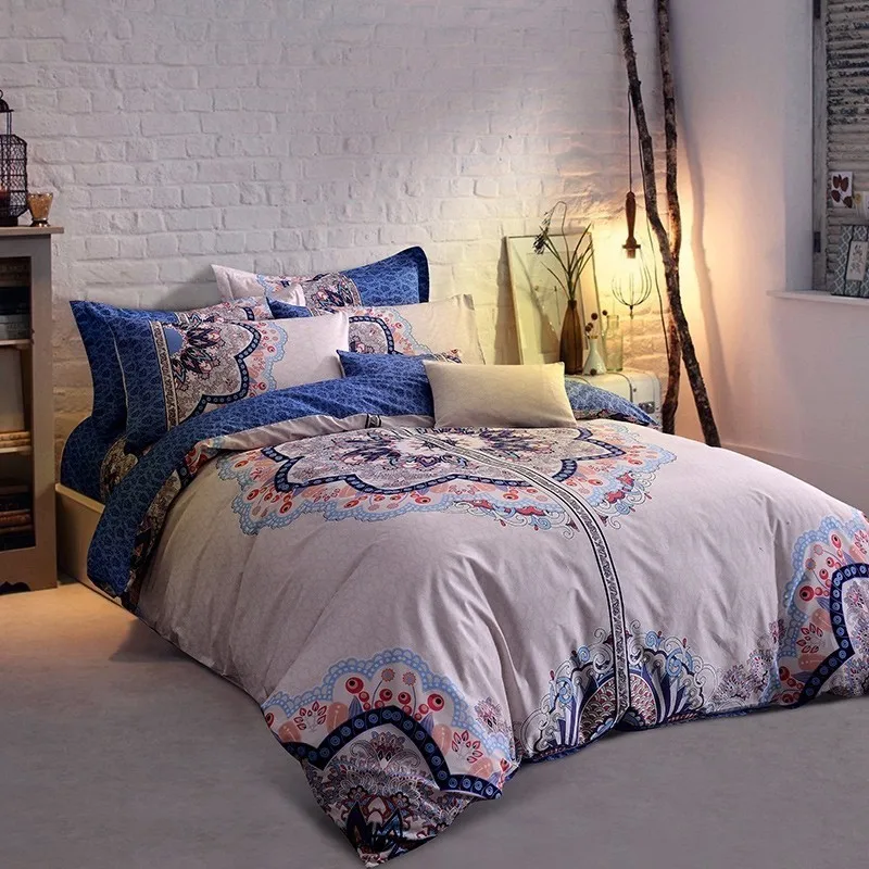 

100%Cotton Large Printing Flower Chinese Style 4pcs Bedding Sets Bed Linen Bedclothes Printed Bed Sheet Duvet Cover Set