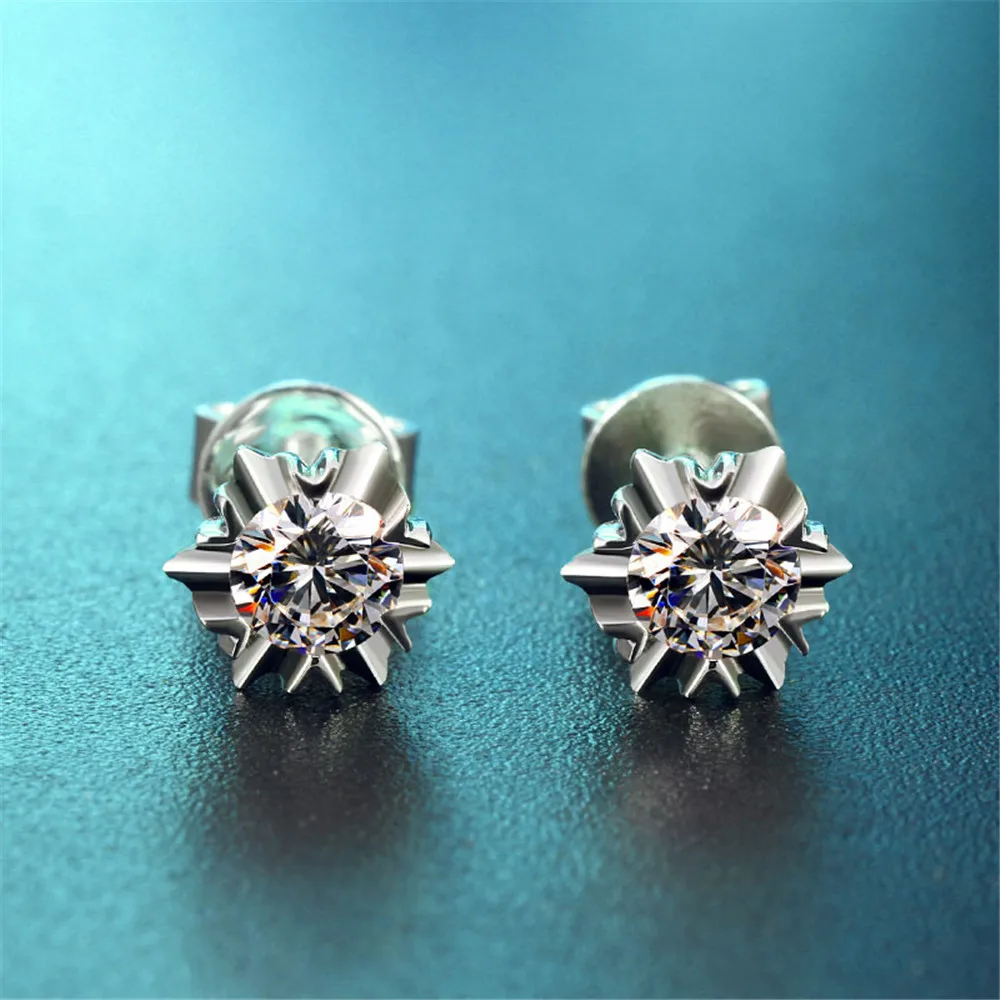 Женские серьги гвоздики с белым топазом OneRain свадебные из 100% стерлингового