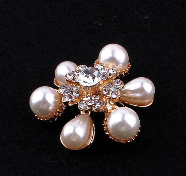 30 Pieces Flatback Flower Rhinestone Pearl Button Gold Plated Embellished | Дом и сад