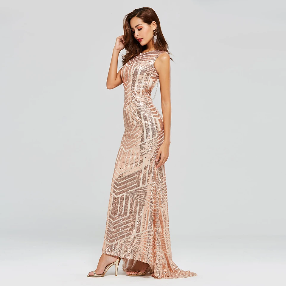 Tanpell вечернее платье с овальным вырезом без рукавов блёстками изображением