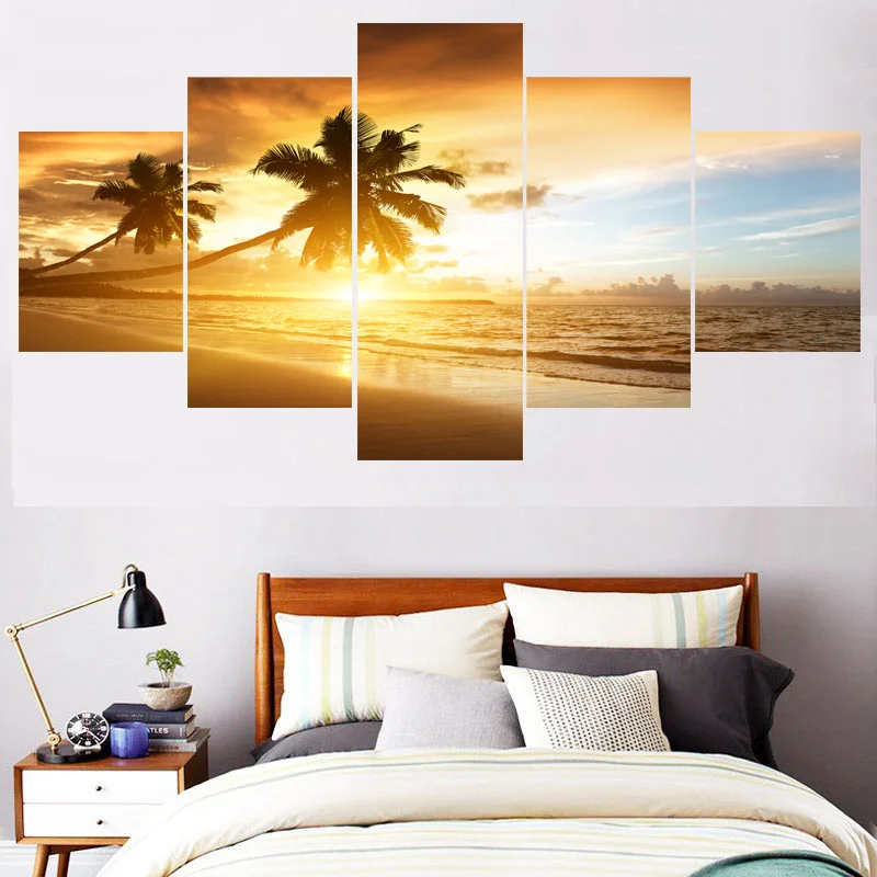 Home Decor Sunset Beach Landscape Paintings Wall Art Picture Canvas Painting Calligraphy For Living Room Bedroom | Дом и сад