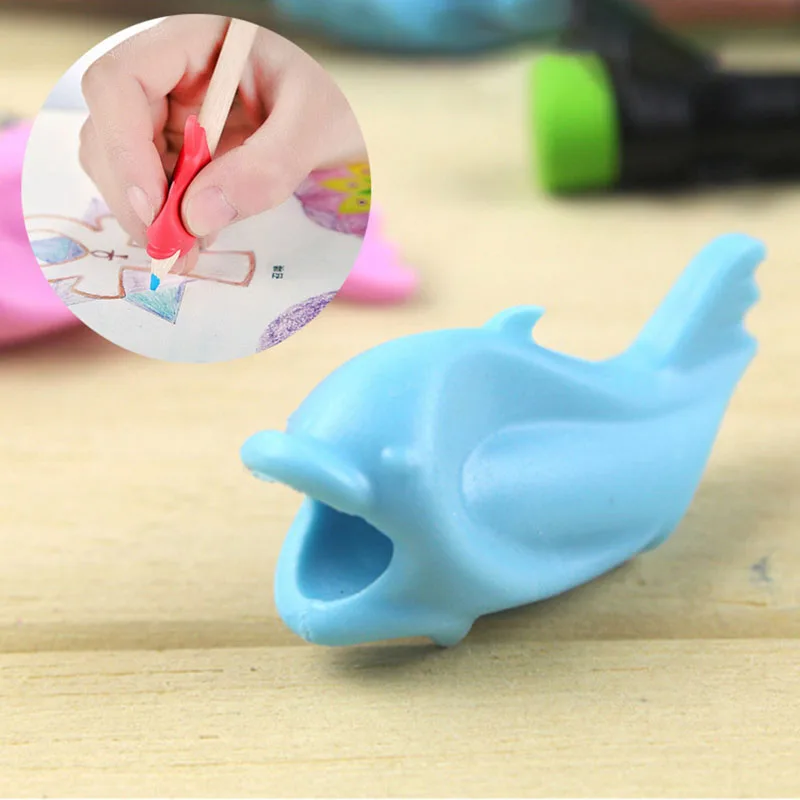 Новинка 5 шт. держать карандаши для рисования силиконовый дельфинами рыбками и