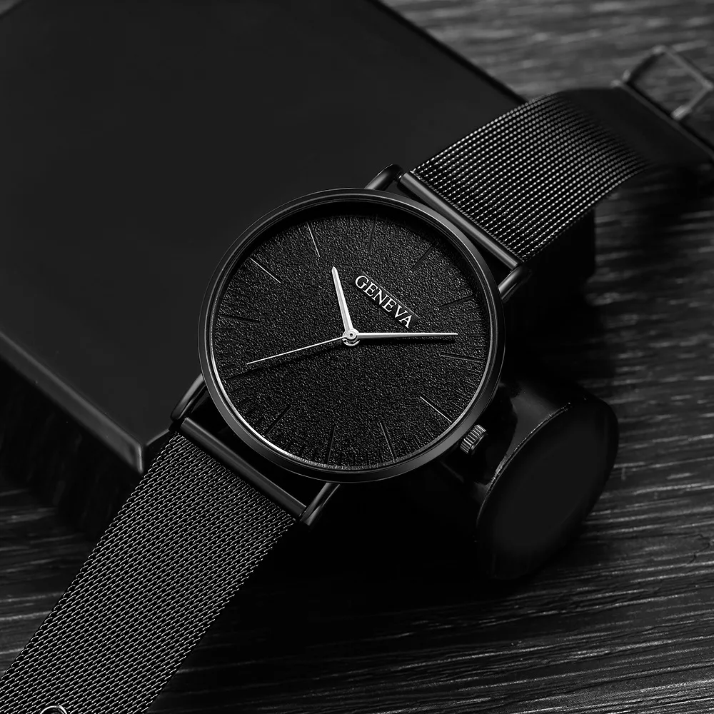 Мужские часы GENEVA montre femme 2019 Роскошные брендовые кварцевые с сетчатым Ремешком